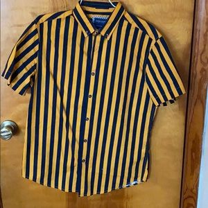 Navy and Gold Button-Up